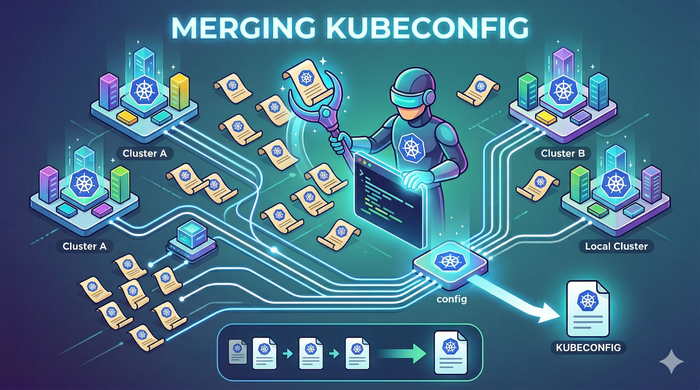 
          여러 개의 kubeconfig 파일을 하나로 병합하여 kubectl 사용성을 높이는 방법
        